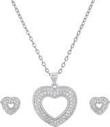 STEELTIME 18k Gold Plated Heart Necklace & Earrings Set