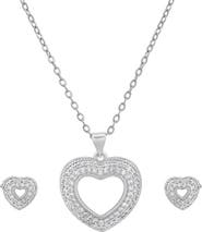 STEELTIME 18k Gold Plated Heart Necklace & Earrings Set