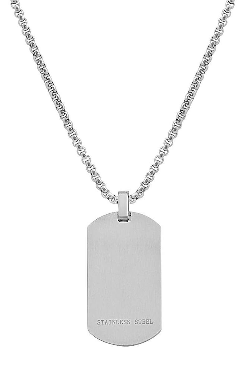 Men's Stainless Steel Cubic Zirconia Dog Tag Pendant Necklace, Alternate, color, GOLD