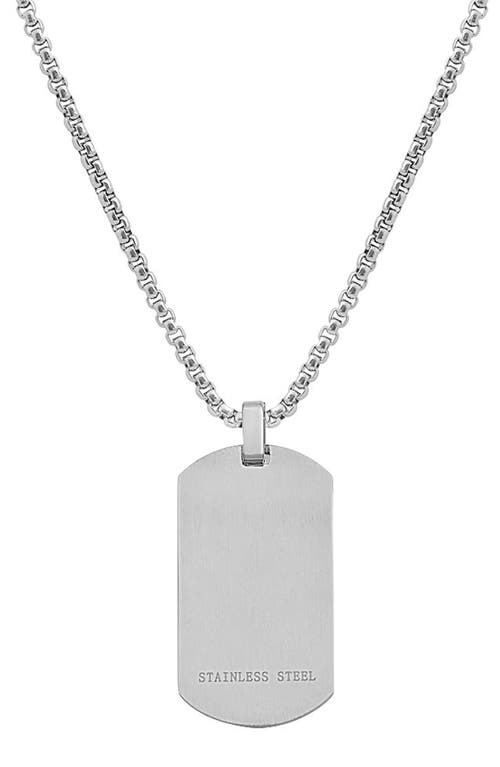 Geoffrey Beene Stainless Steel Cubic Zirconia Dog Tag Pendant Necklace