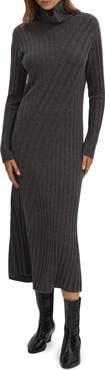 Reiss Cady Long Sleeve Wool Blend Rib Sweater Dress