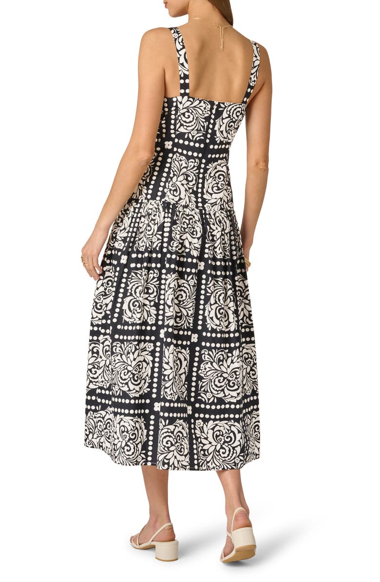 Adrianna Papell Print Drop Waist Sleeveless Maxi Dress, Alternate, color, Black/ Ivory