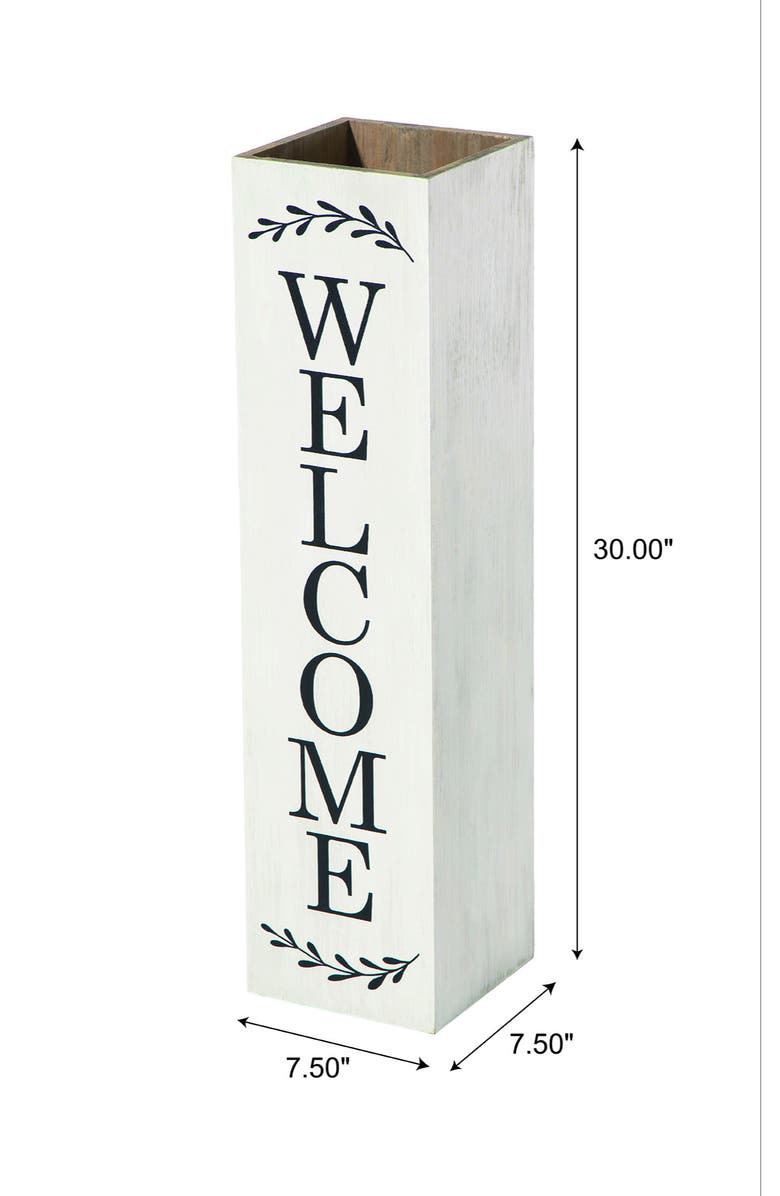 Glitzhome Double Sided Solid Wood Boxed "WELCOME PORCH" Porch Sign, Alternate, color, White