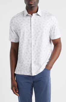 Milo OoohCotton® Palm Leaf Print Short Sleeve Button-Up Shirt