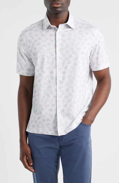 Milo OoohCotton® Palm Leaf Print Short Sleeve Button-Up Shirt