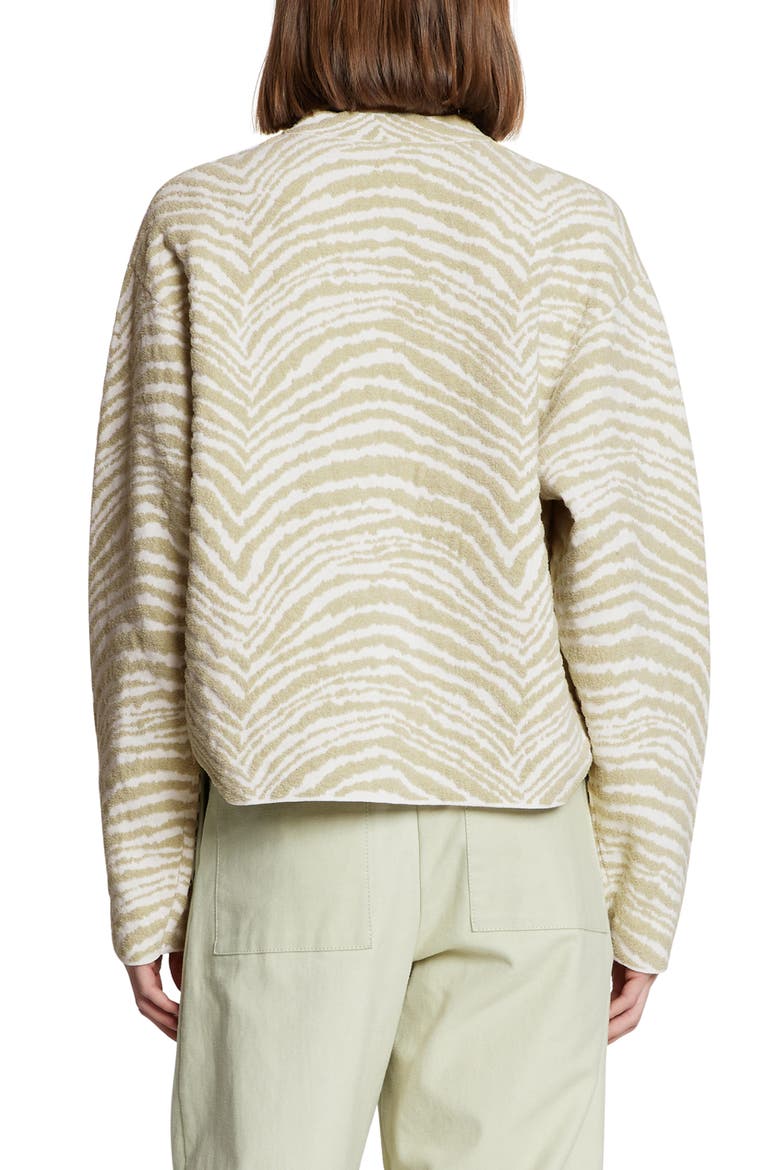 Animal Print Jacquard Cotton Blend Sweater, Alternate, color, STONE/ WHITE