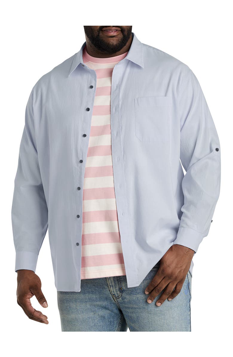 True Nation by DXL Big & Tall Washed Oxford Rolled-Sleeve Sport Shirt, Alternate, color, Tradewinds