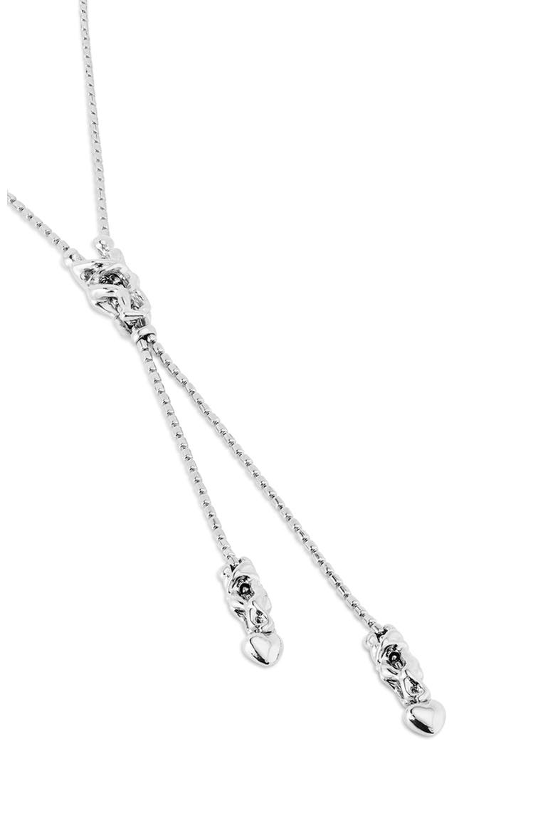 Long Adjustable Chain Necklace With Three Figures, Alternate, color, Silver