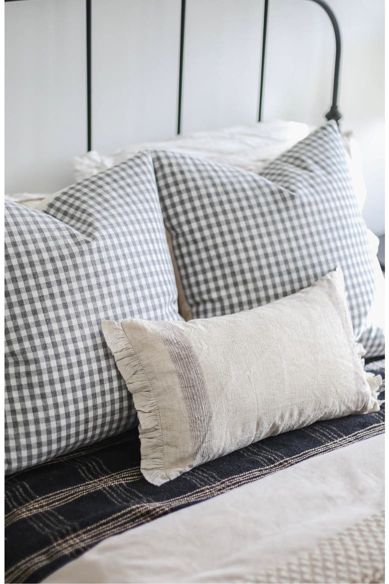 Dean Dark Navy Gingham Pillow Cover, Alternate, color, Navy