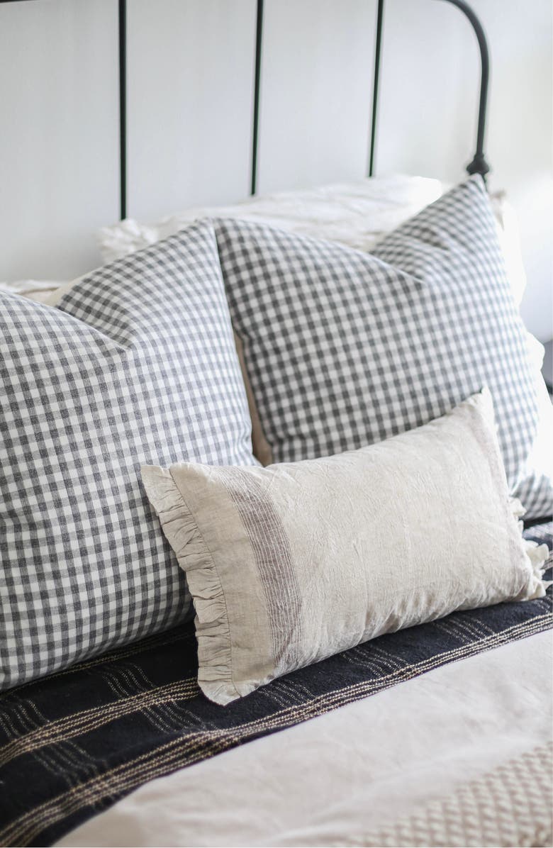 Linen & James Dean Dark Navy Gingham Pillow Cover, Alternate, color, Navy