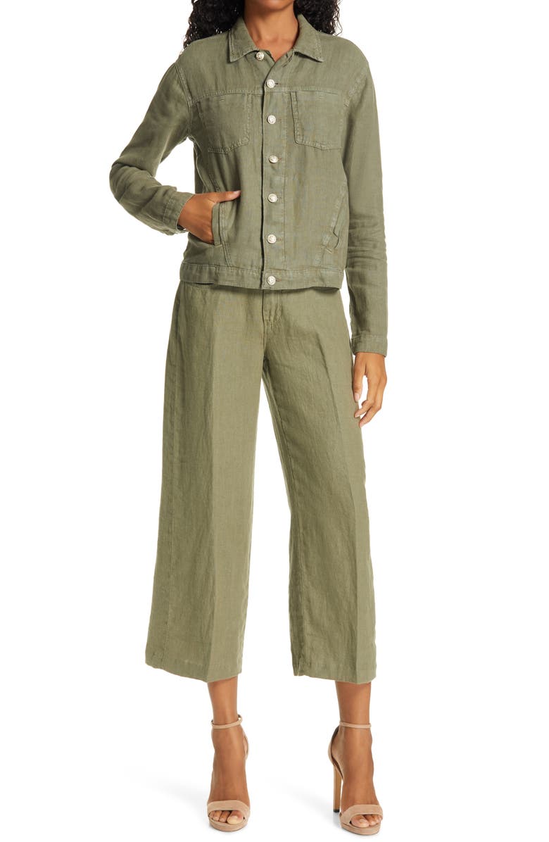 L'AGENCE Danica High Waist Wide Leg Crop Linen Pants, Alternate, color, 