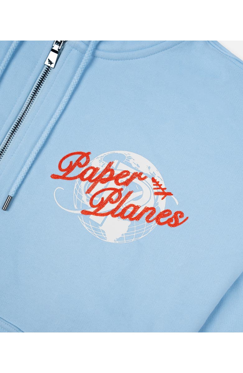 PAPER PLANES Dreams to Reality graphic Front Zip Hoodie, Alternate, color, Light Blue