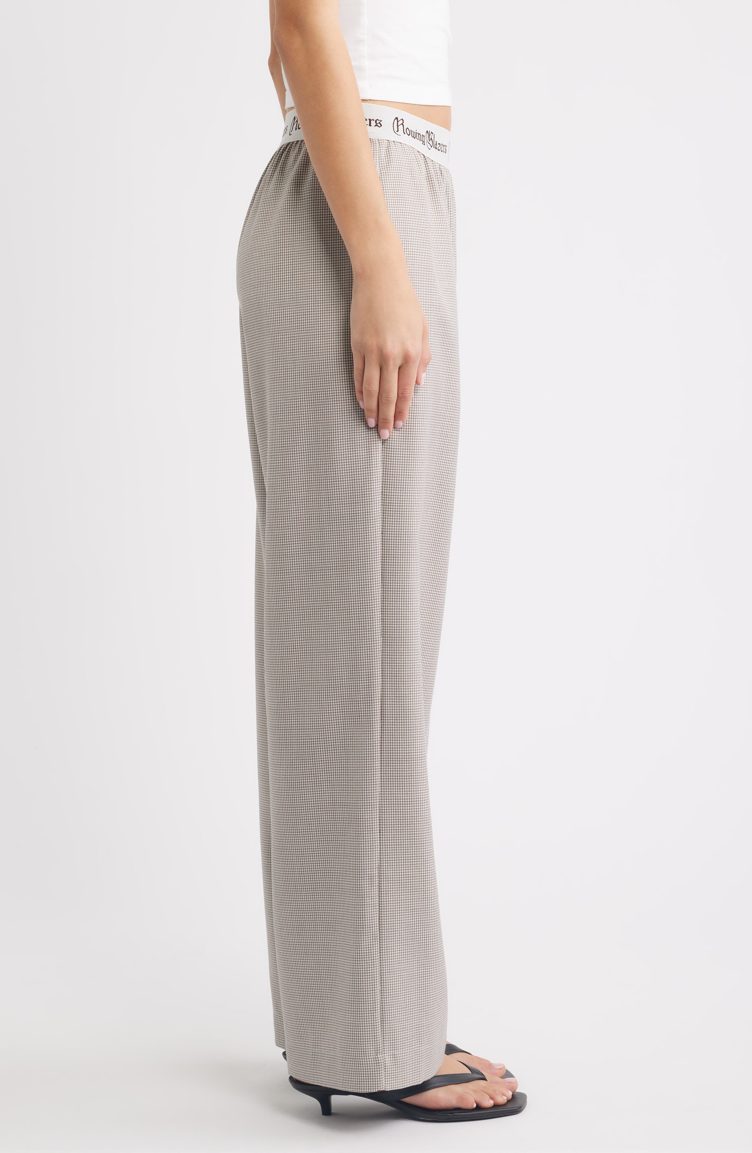 ROWING BLAZERS Houndstooth Pull On Wide Leg Pants (Women) | Nordstrom