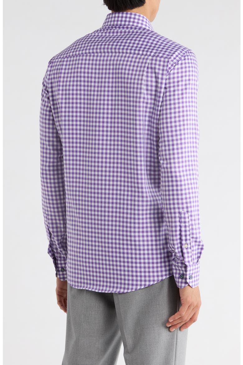 Slim Fit Check Stretch Cotton Dress Shirt, Alternate, color, PURPLE