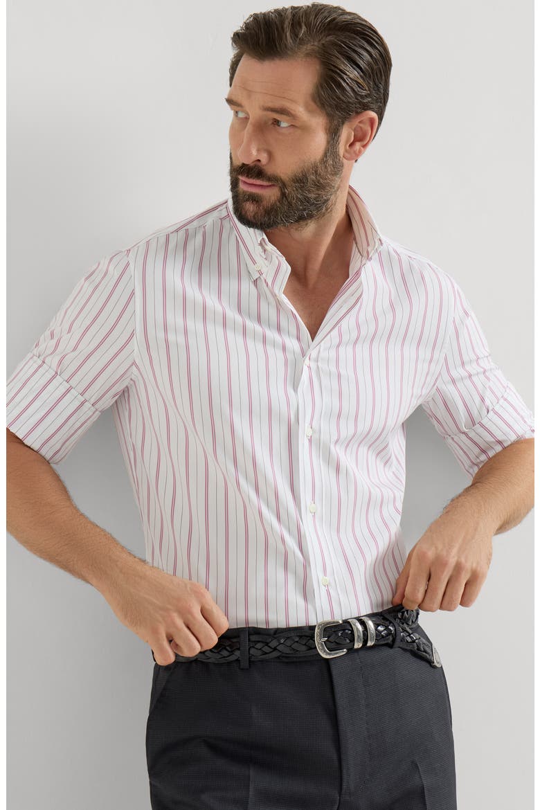 Striped poplin shirt, Alternate, color, White