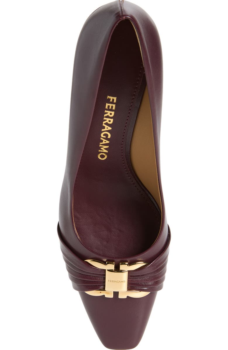 FERRAGAMO Double Gancio Pleated Toe Pump, Alternate, color, Plum Biscotto