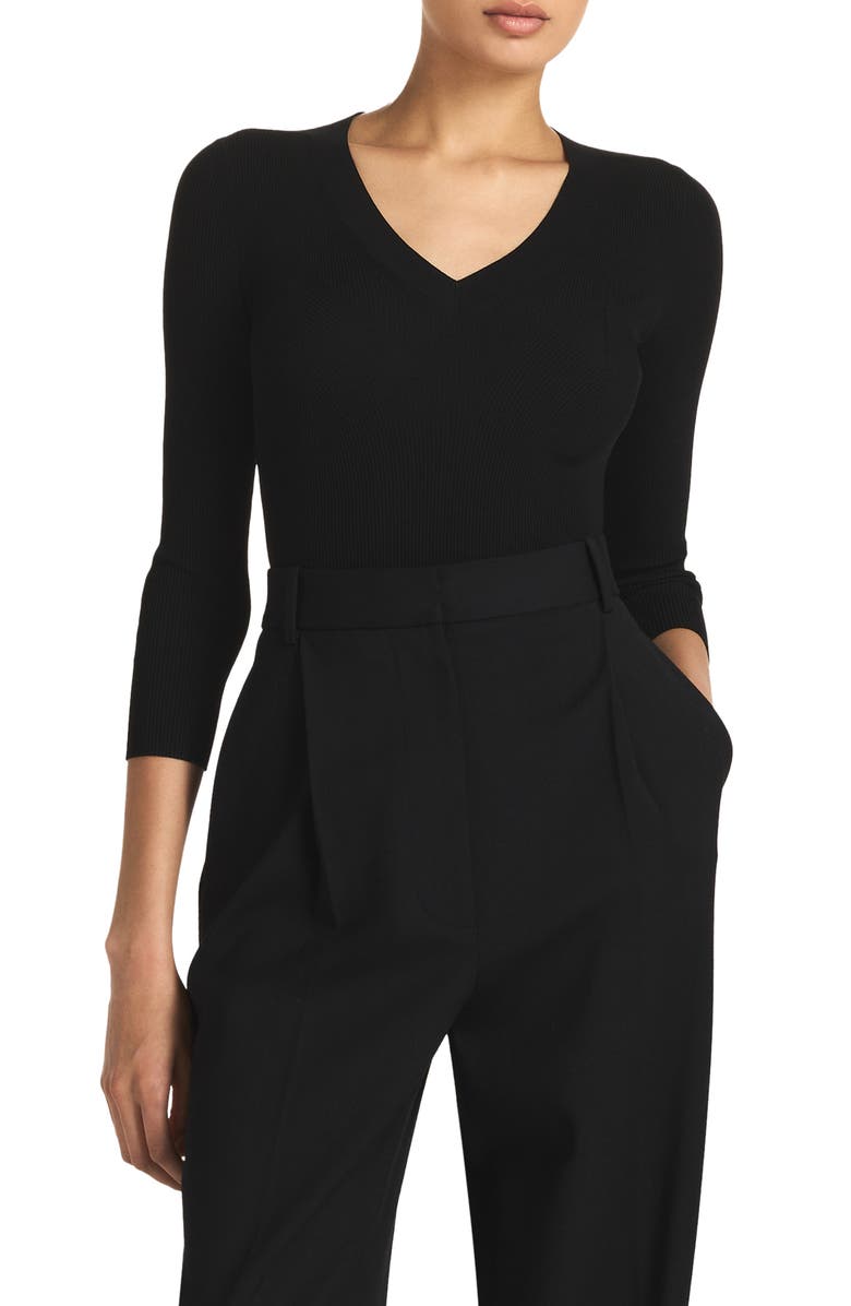 St. John Collection Fine Gauge V-Neck Rib Sweater, Main, color, 