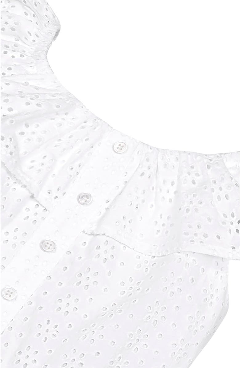 Hope & Henry Girls' Organic Eyelet Ruffle Romper, Kids, Alternate, color, 