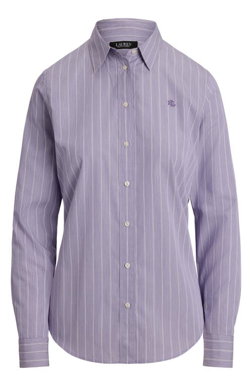Ralph Lauren Lauren Relaxed Fit Plaid Cotton Button-up Shirt In Purple