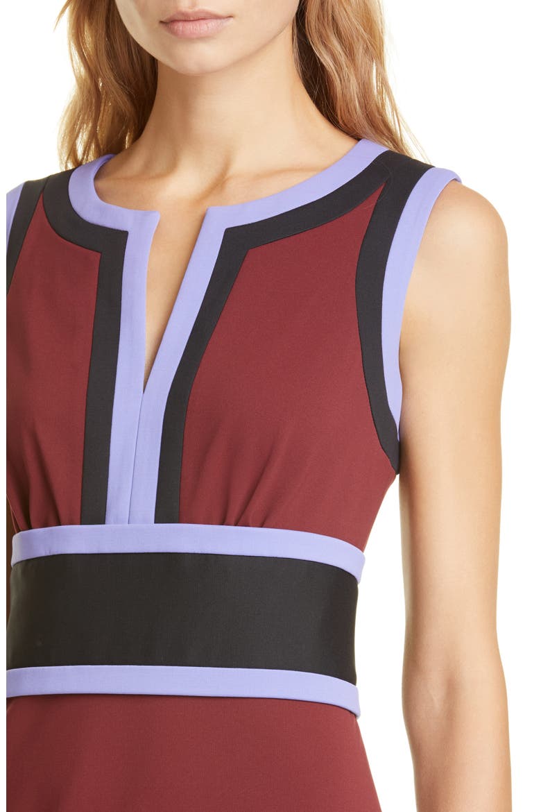 Maribel Colorblock Sleeveless Sheath Dress, Alternate, color, MERLOT/ BLACK/ JACARANDA