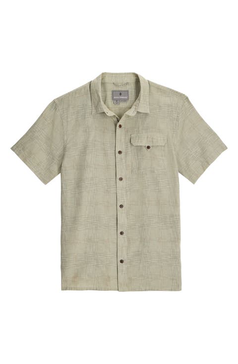 Hempline Spaced Short Sleeve Hemp Blend Button-Up Shirt