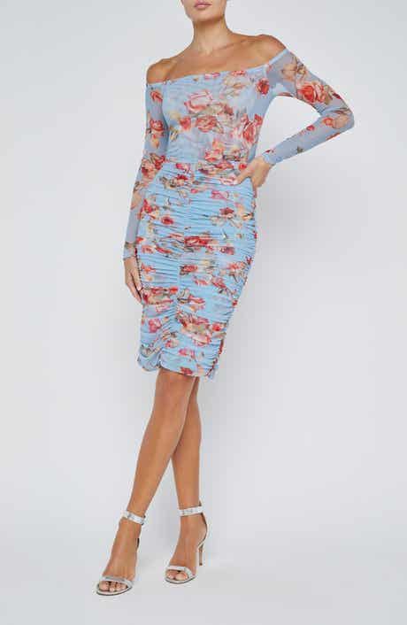 L'AGENCE Peonie Floral Off the Shoulder Mesh Bodysuit