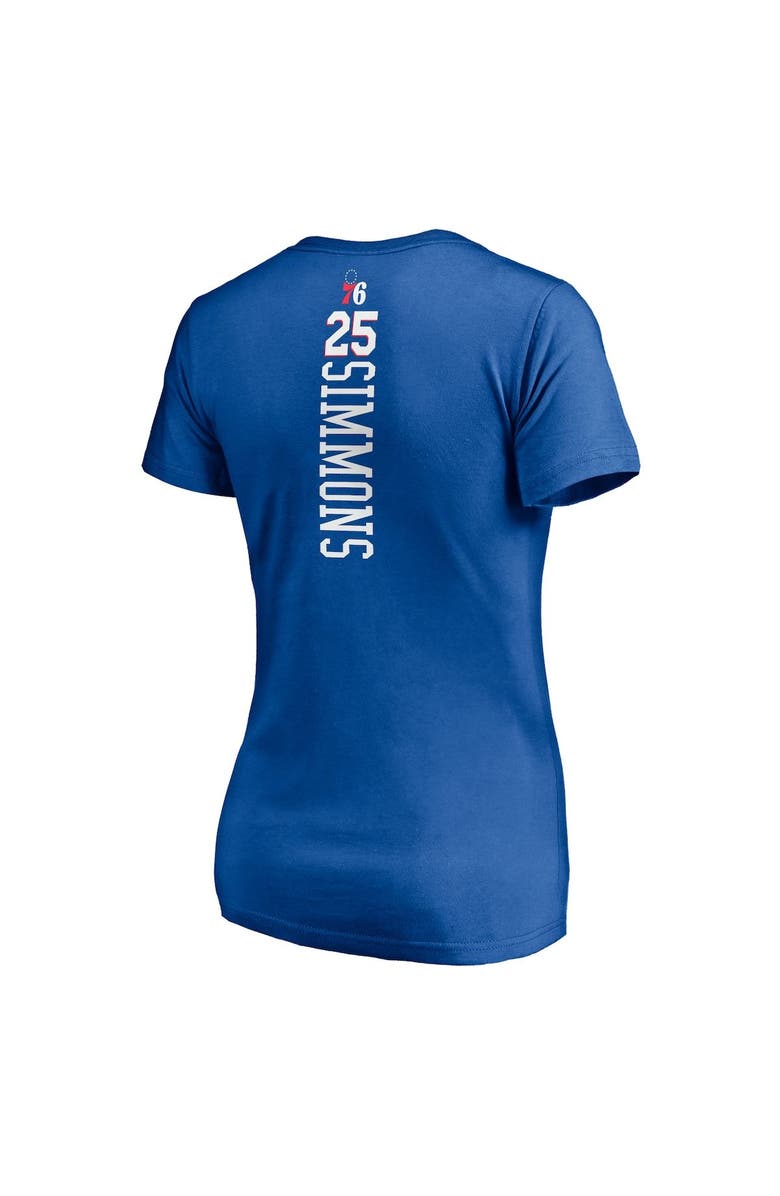 FANATICS Women's Fanatics Branded Ben Simmons Royal Philadelphia 76ers Playmaker Logo Name & Number V-Neck T-Shirt, Alternate, color,