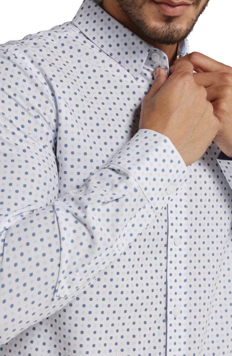 7 Diamonds Amis Medallion Print Performance Button-Up Shirt, Alternate, color, 