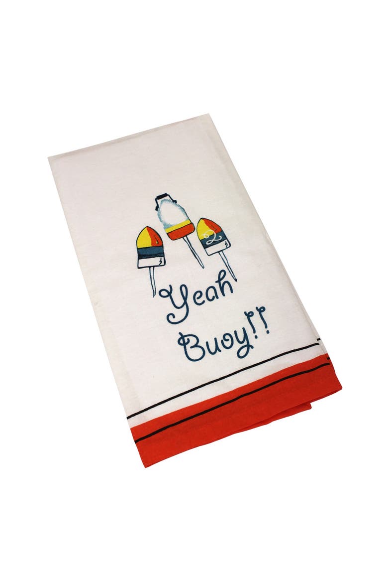 22" Cotton Yeah Buoy! Tea Towel, Main, color, Beige