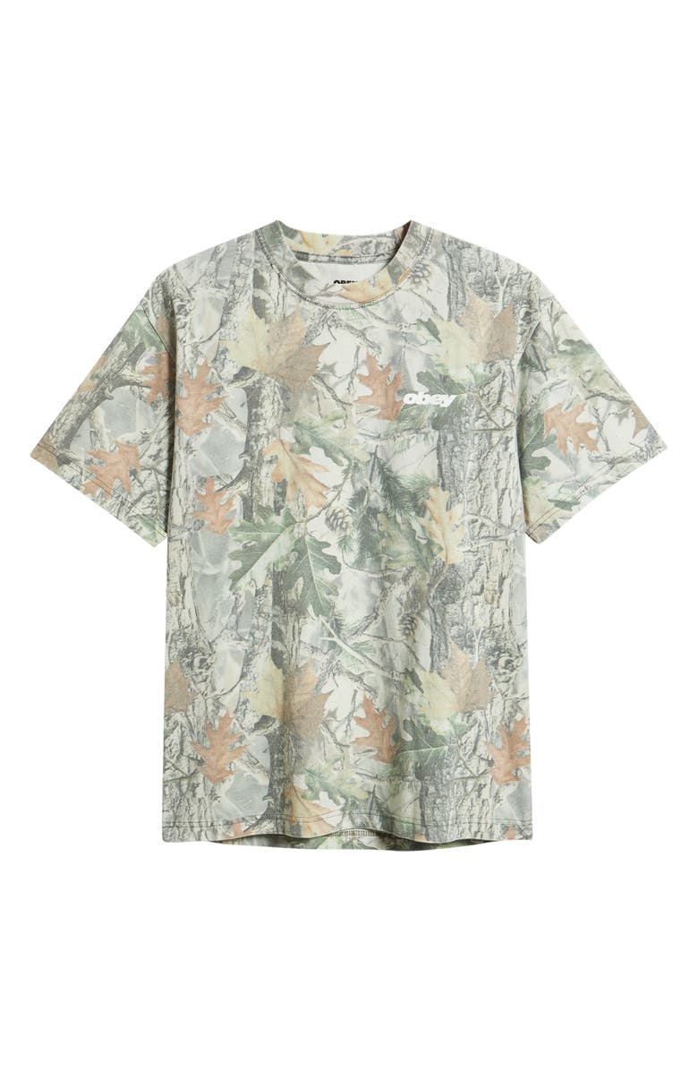 Obey Get Up Leaf Print Cotton T-Shirt, Alternate, color, Leaf Camo