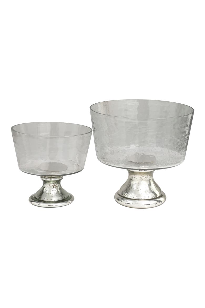 Set of 2 Silver Glass Decorative Bowls, Alternate, color, SILVER