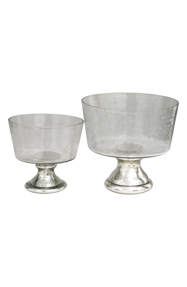 VIVIAN LUNE HOME Set of 2 Silver Glass Decorative Bowls, Alternate, color, Silver