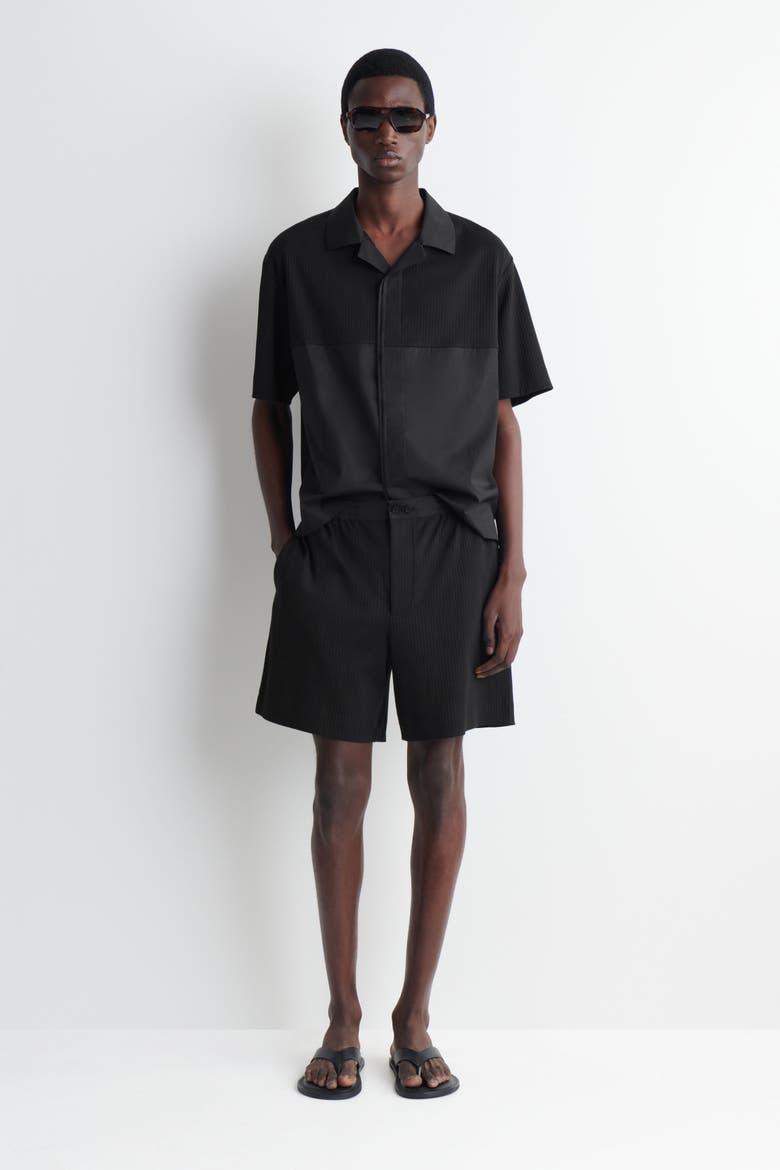 Ribbed Cotton-jersey Shorts, Main, color, BLACK