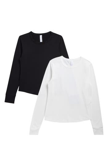 Yogalicious 2-pack Audrina Crewneck T-shirts In Black/ Sugar Swizzle