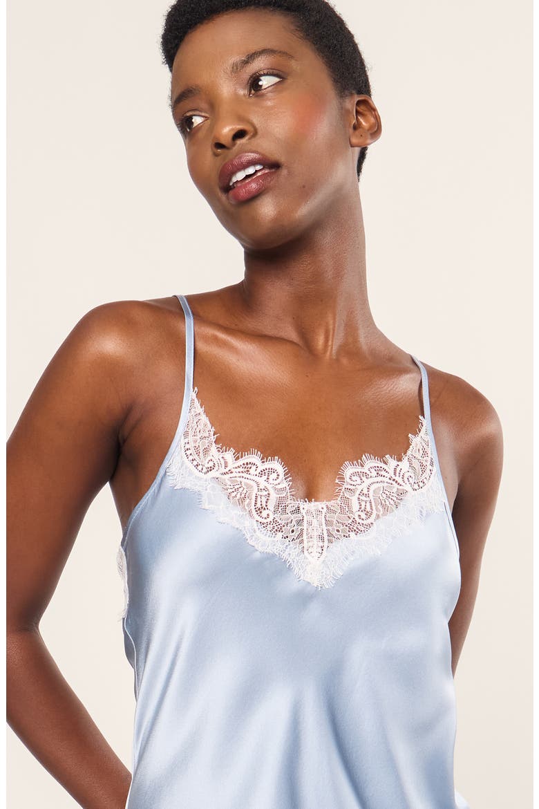 Periwinkle Lace Mulberry Silk Nightgown, Alternate, color, BLUE