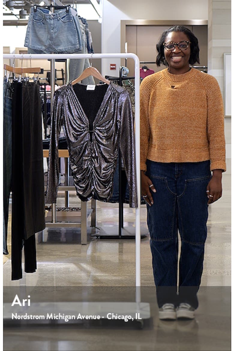 Buffy Plunge Neck Metallic Top video