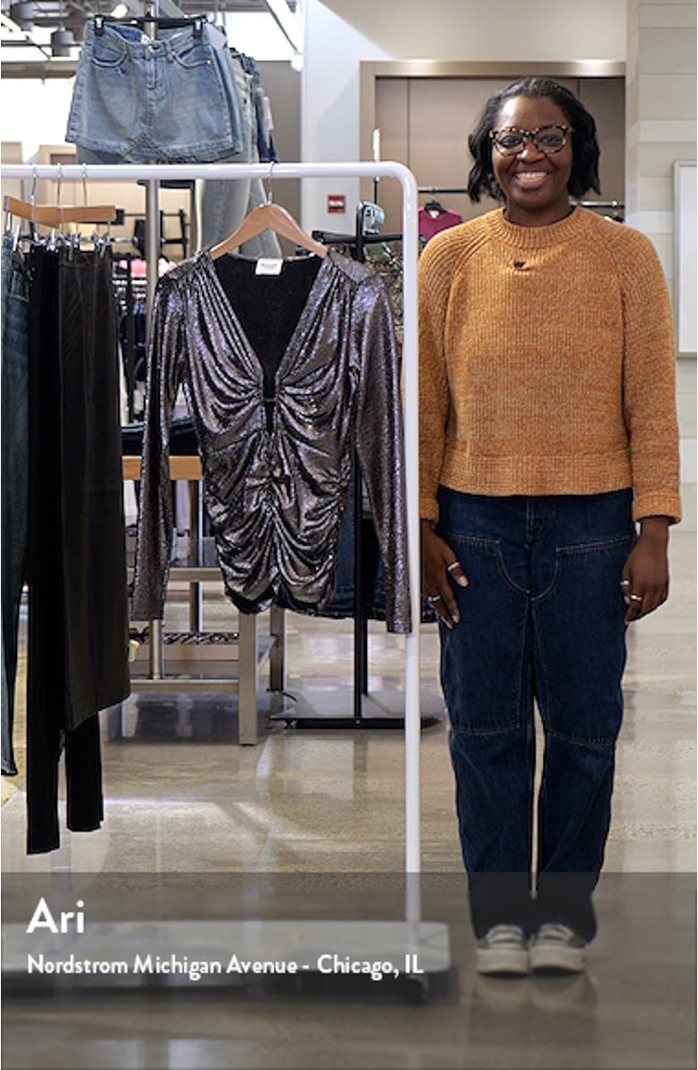 Buffy Plunge Neck Metallic Top, sales video thumbnail