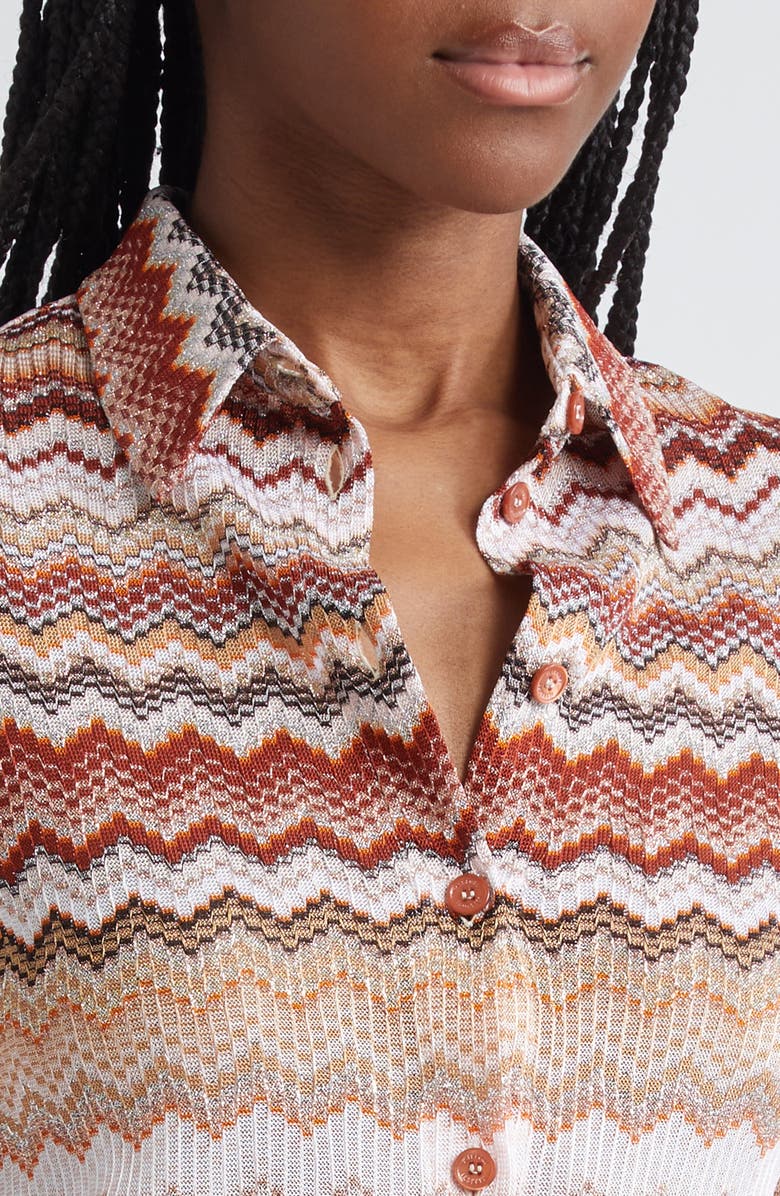 Missoni Metallic Zigzag Button-Up Shirt, Alternate, color, 