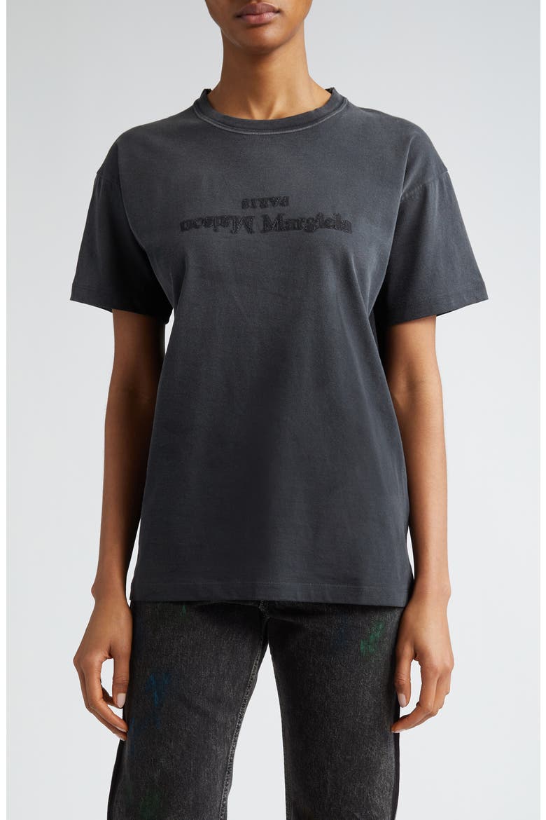 Reverse Logo Cotton Jersey T-Shirt, Main, color, WASHED BLACK