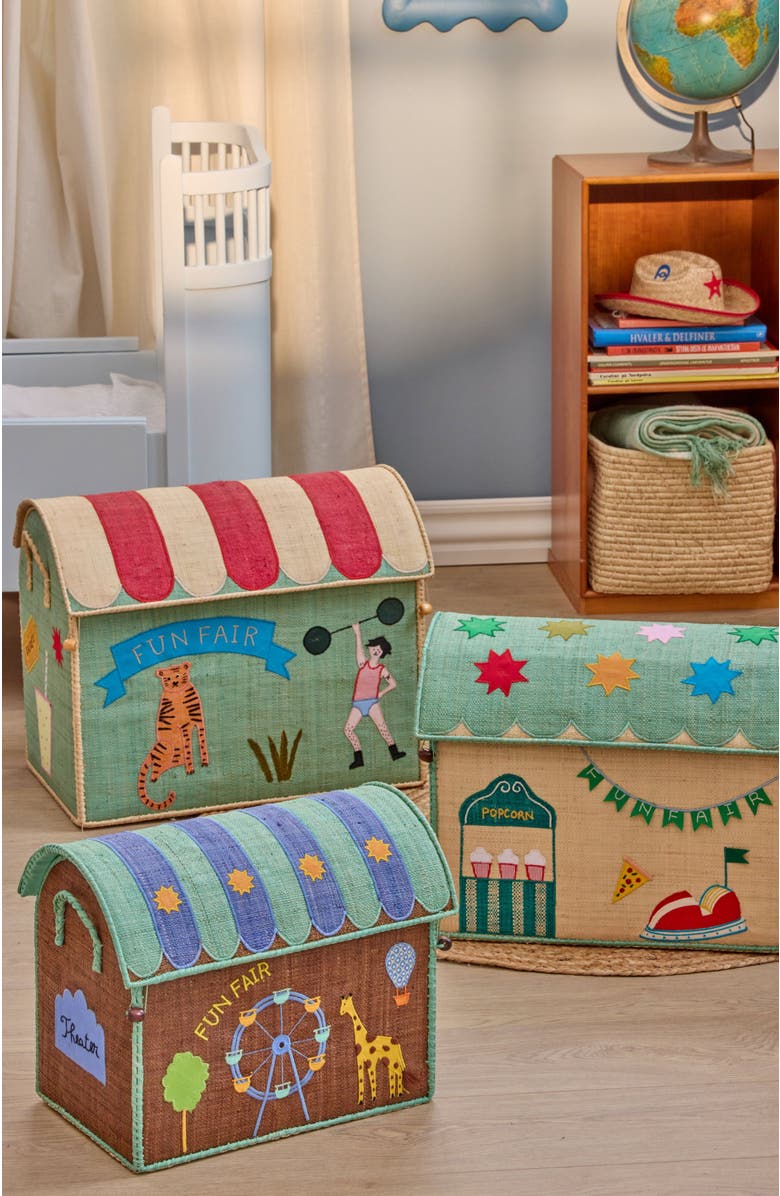 Rice by Rice Raffia Storage House Fun Fair Set 3pc, Alternate, color, Tan