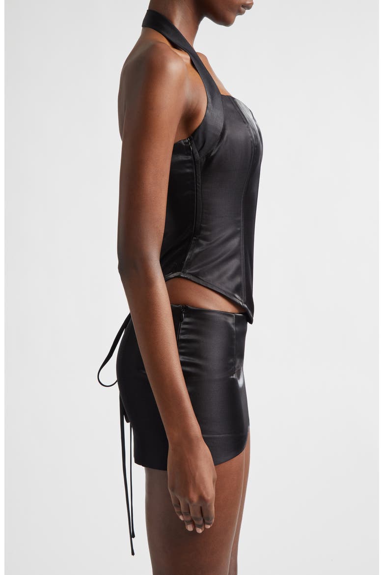 Satin Halter Bustier Top, Alternate, color, BLACK