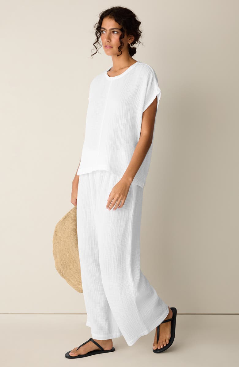 Eileen Fisher Round Neck Square Top, Alternate, color, White