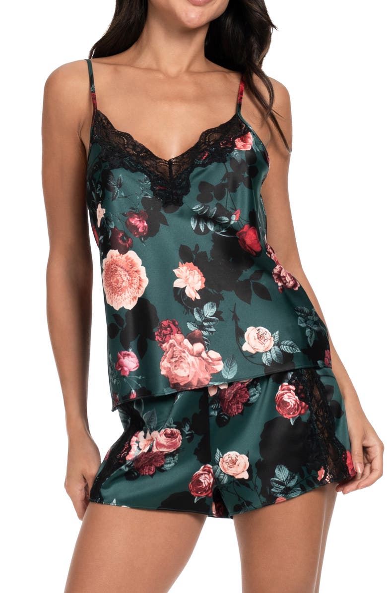 In Bloom by Jonquil Lace Trim Satin Short Pajamas, Main, color, 