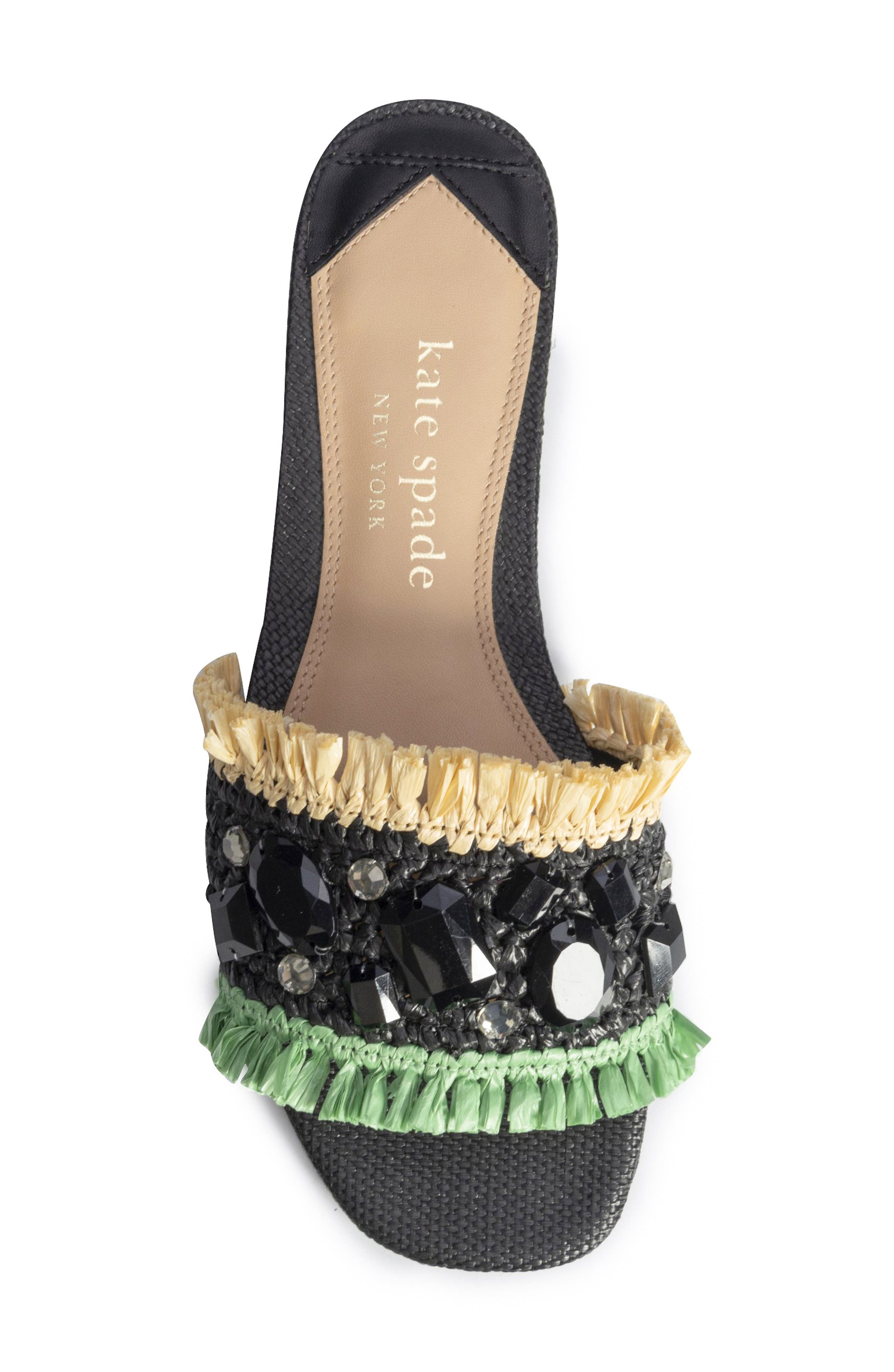 Kate Spade New York bora bora crystal slide sandal, Alternate, color, Black/ Natural/ Mint