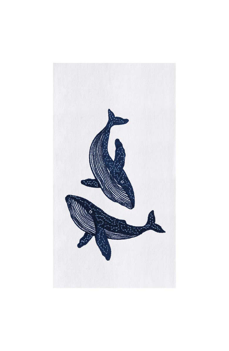 C&F Home Blue Whales Kitchen and Bathroom Embroidered Hand Towel, Main, color, Blue