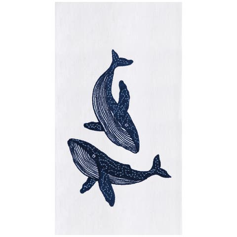 Blue Whales Kitchen and Bathroom Embroidered Hand Towel