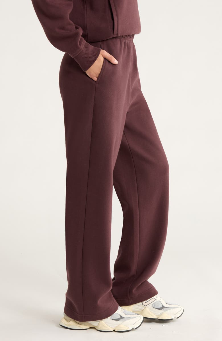 Zella Ultracozy Fleece Straight Leg Sweatpants, Alternate, color, Burgundy Fudge