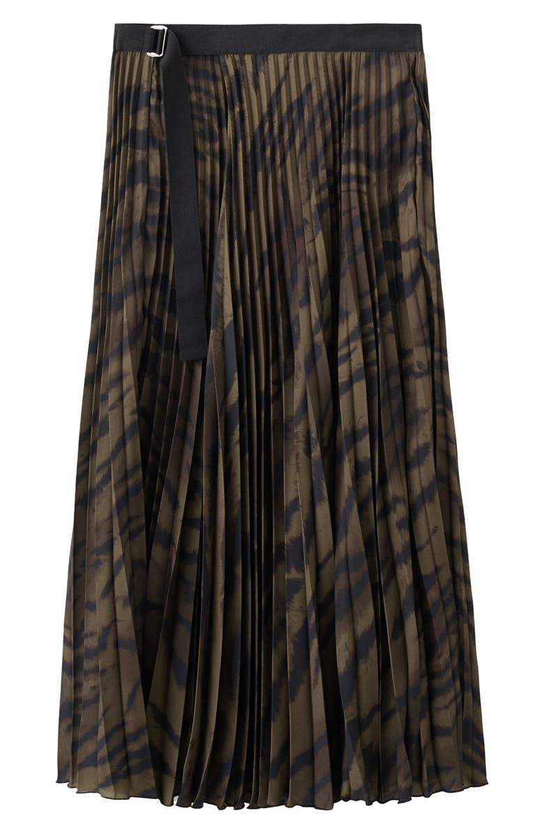 MANGO Pleated Midi Skirt, Alternate, color, Brown