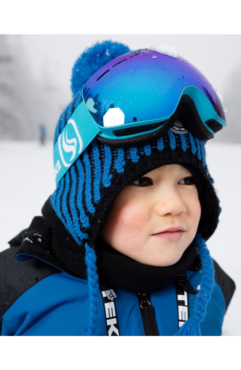 Deux par Deux Winter Peruvian Knit Hat with Pompom and Lining, Main, color, Black And Blue