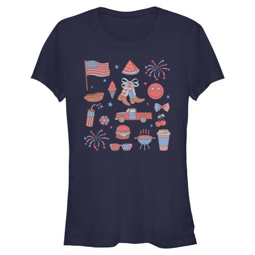 Lost Gods Juniors  American Fourth Of July Icons T Shirt In Multi